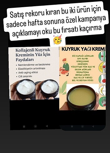 Kuyruk yağlı kolejen ve ağrı kremi kampanya