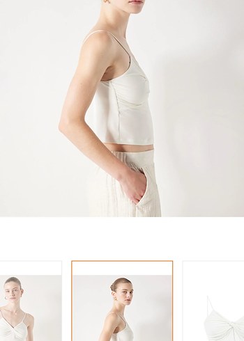 İpekyol Beyaz Askılı burgulu Crop Top - Görsel 2