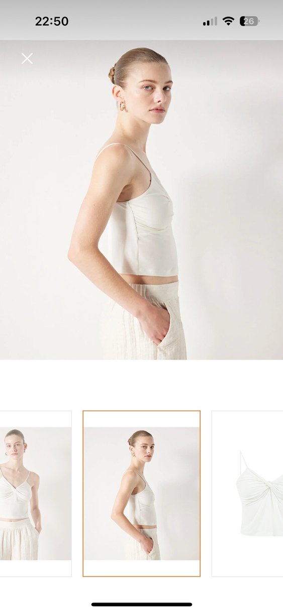 İpekyol Beyaz Askılı burgulu Crop Top - Görsel 2