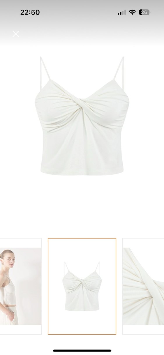 İpekyol Beyaz Askılı burgulu Crop Top - Görsel 3