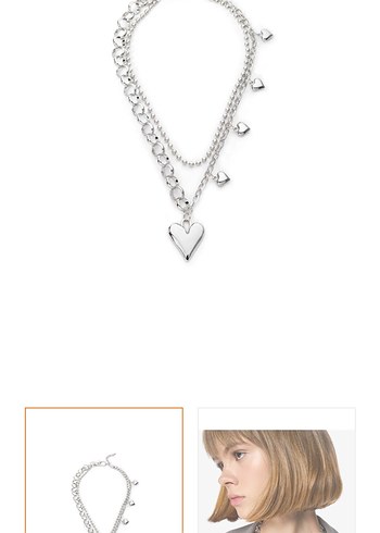 Twist Gri Zincir Detaylı Mini Kadın Kolye - Görsel 2