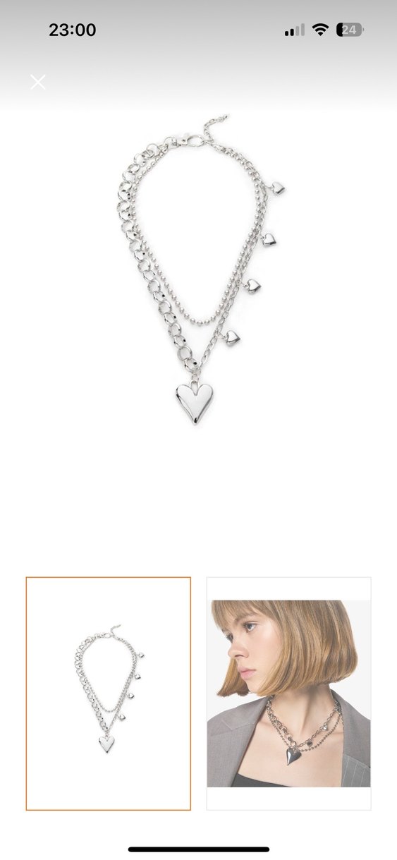 Twist Gri Zincir Detaylı Mini Kadın Kolye - Görsel 2