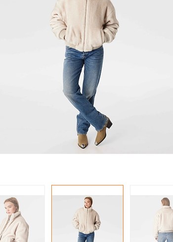 Twist Bej Kadın Yüksek Yakalı Peluş Mont - Görsel 4