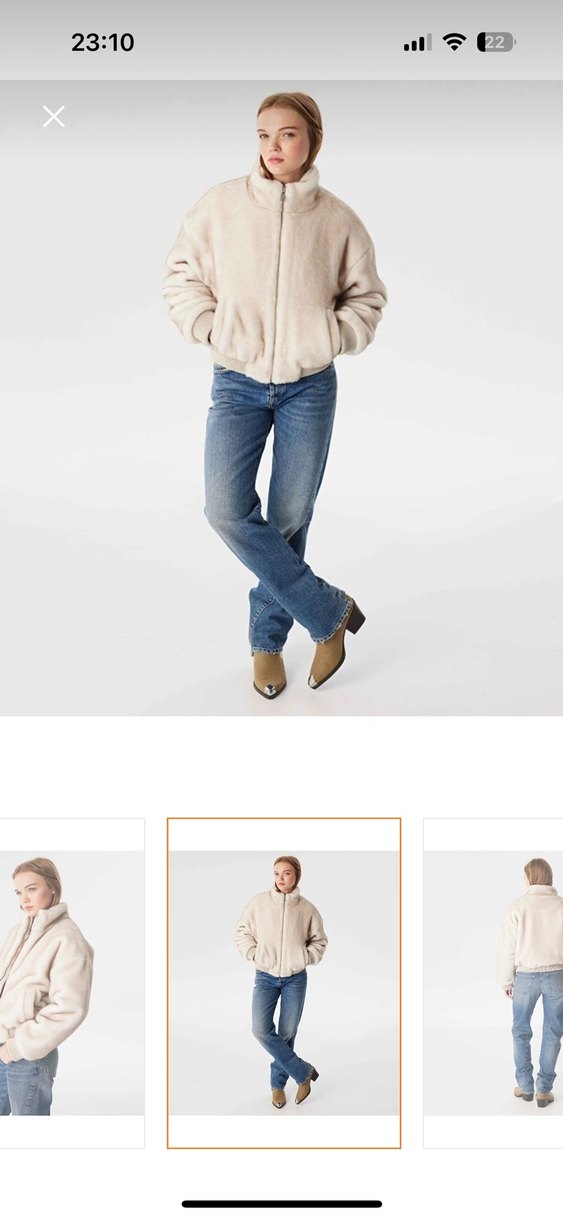 Twist Bej Kadın Yüksek Yakalı Peluş Mont - Görsel 4