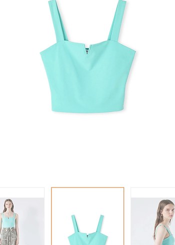 İpekyol Turkuaz V-Yaka Kolsuz Mini Büstiyer - Görsel 3