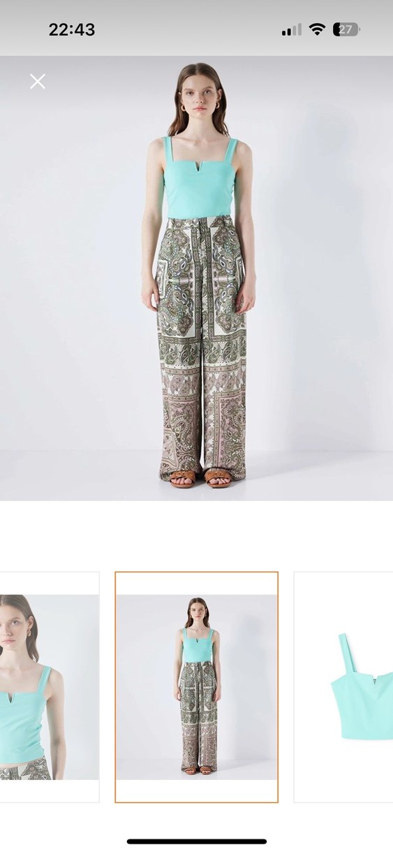 İpekyol Turkuaz V-Yaka Kolsuz Mini Büstiyer - Görsel 2