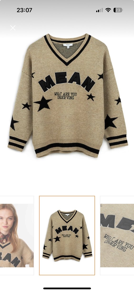 Twist Kahverengi Oversize Triko Kazak - Görsel 3