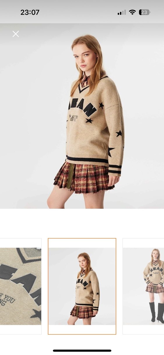 Twist Kahverengi Oversize Triko Kazak - Görsel 4