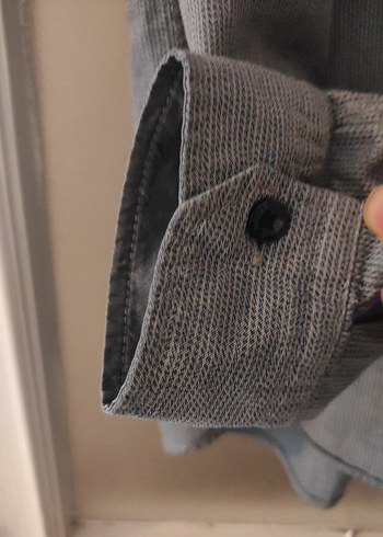 Gri Keten Erkek Gömlek Uzun Kollu - Görsel 5