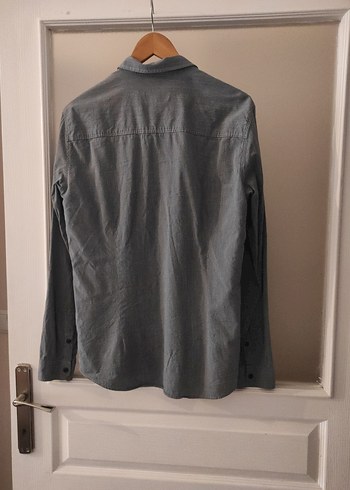 Gri Keten Erkek Gömlek Uzun Kollu - Görsel 2