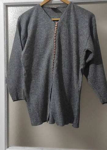 Gri Kadın Triko Uzun Etek ve Hırka Takımı - Görsel 3