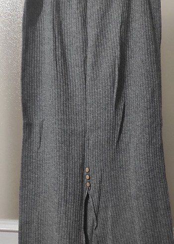 Gri Kadın Triko Uzun Etek ve Hırka Takımı - Görsel 5