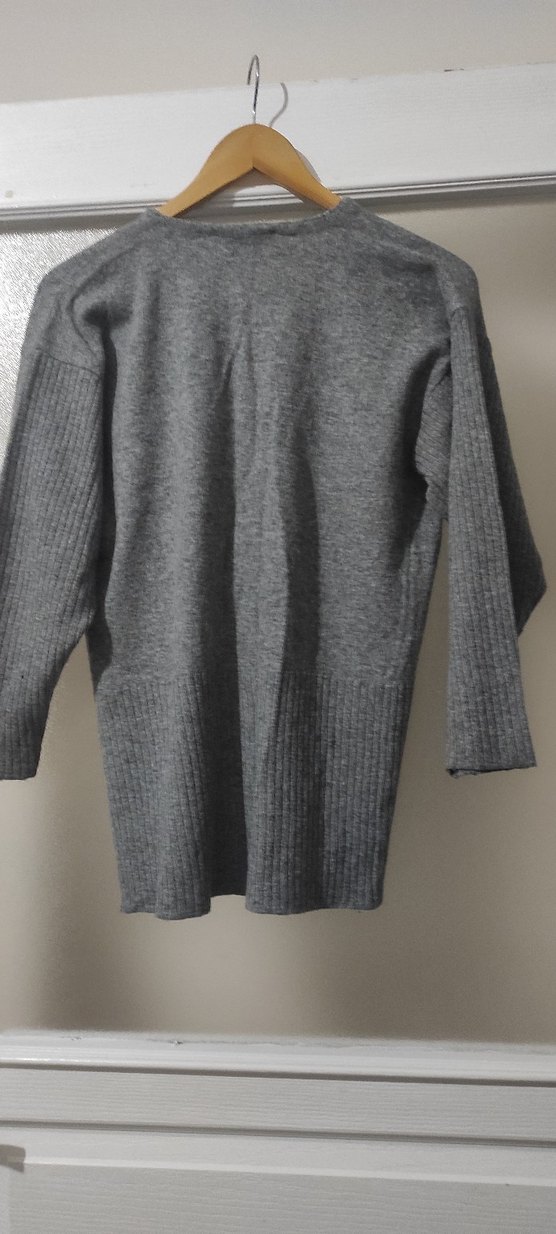 Gri Kadın Triko Uzun Etek ve Hırka Takımı - Görsel 4