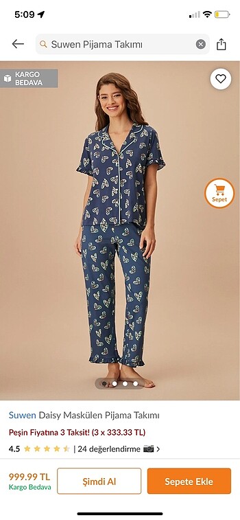 Suwen pijama takımı