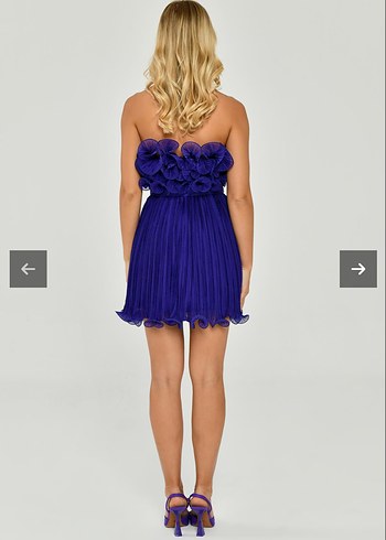 Mor Straplez Mini Abiye Elbise - Görsel 4