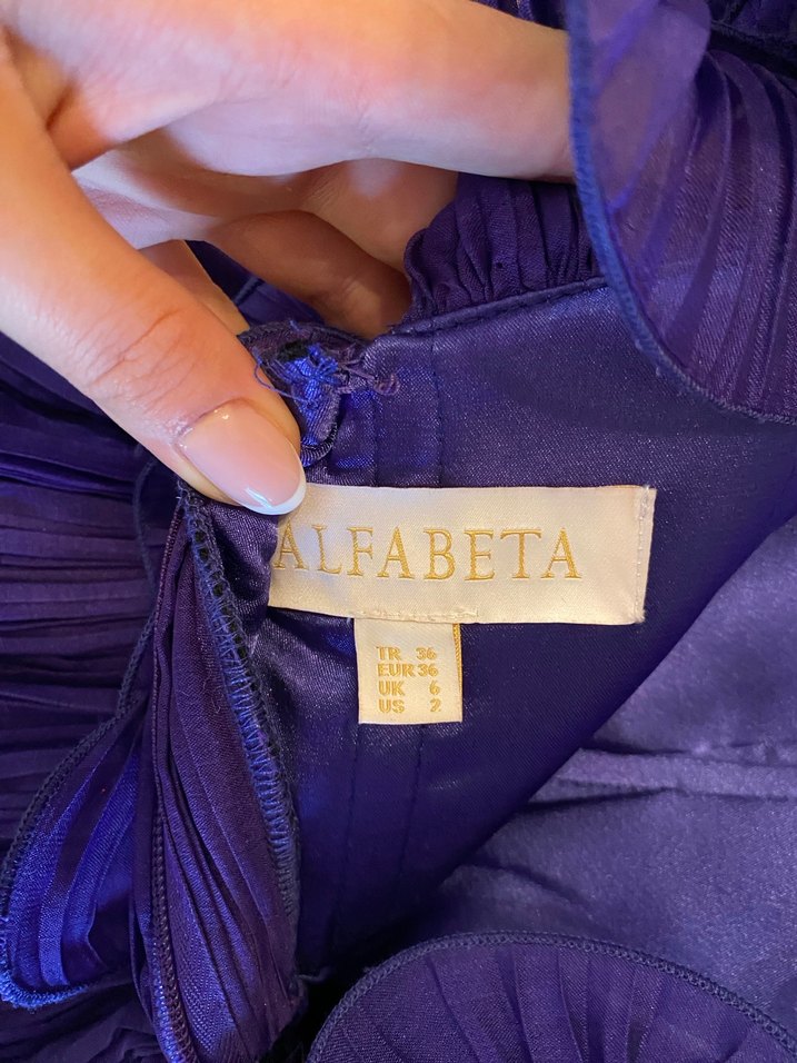 Mor Straplez Mini Abiye Elbise - Görsel 5