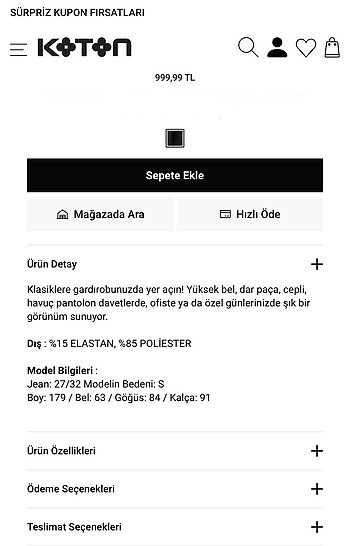 Koton yüksek bel havuç kumaş pantolon - Görsel 5