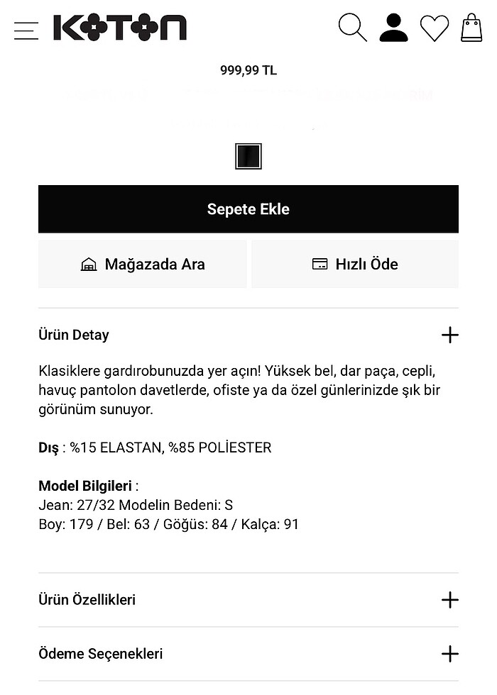 Koton yüksek bel havuç kumaş pantolon - Görsel 5