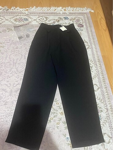 Koton yüksek bel siyah pileli kumaş pantolon - Görsel 4