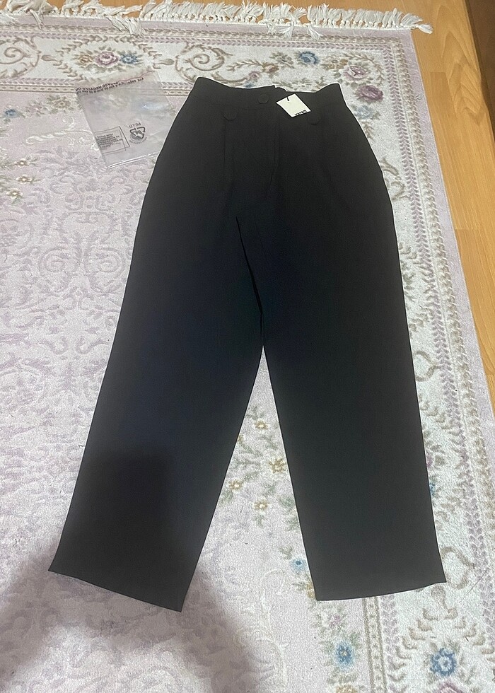 Koton yüksek bel siyah pileli kumaş pantolon - Görsel 2