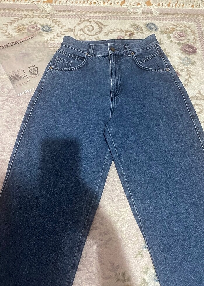 Pull&bear yüksek bel lacivert jean - Görsel 4