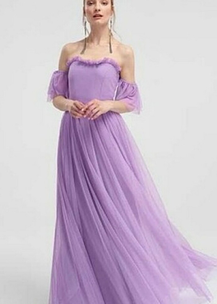 Trendyol marka lila elbise ( aynı lila tonunda küpe hediyeli ) - Görsel 3