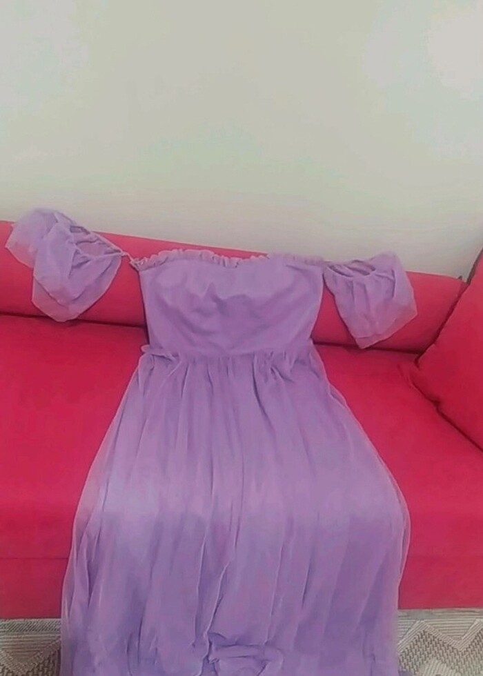 Trendyol marka lila elbise ( aynı lila tonunda küpe hediyeli ) - Görsel 4