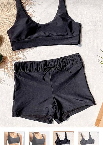 Siyah Mini Şort Sporcu Tarzı Kadın Mayo alt - Görsel 3