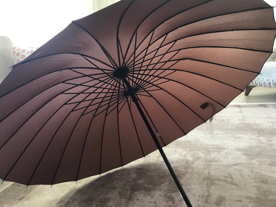 Kahverengi sıfır Pilili Şemsiye Kaliteli  - Görsel 2