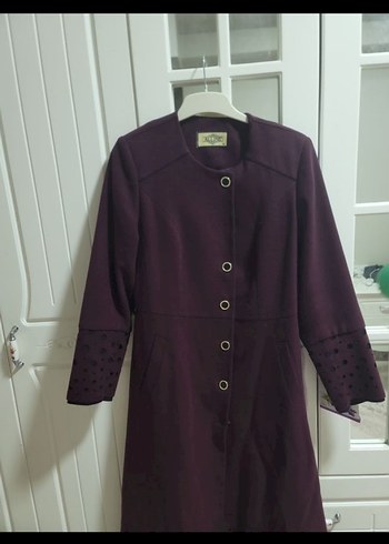 Bordo Uzun kaşe  Kadın Kaban - Görsel 6