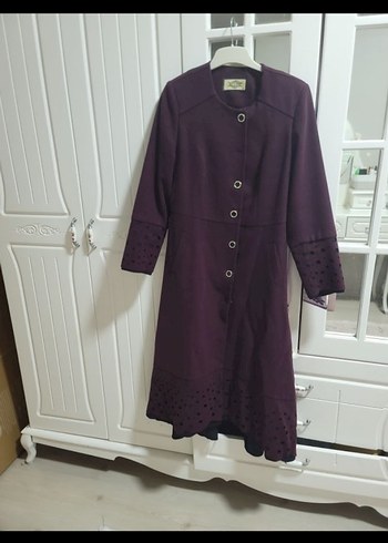 Bordo Uzun kaşe  Kadın Kaban - Görsel 4