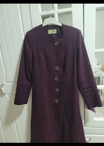 Bordo Uzun kaşe  Kadın Kaban - Görsel 5