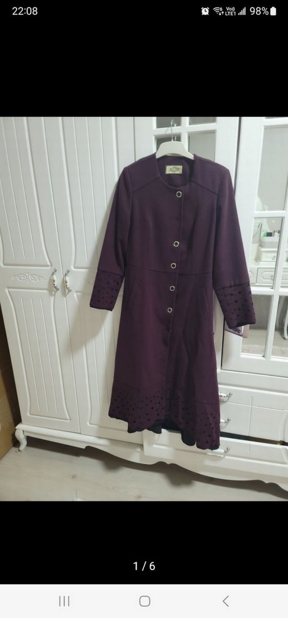 Bordo Uzun kaşe  Kadın Kaban - Görsel 4