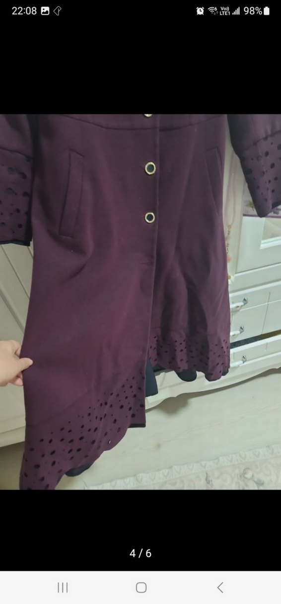 Bordo Uzun kaşe  Kadın Kaban - Görsel 3