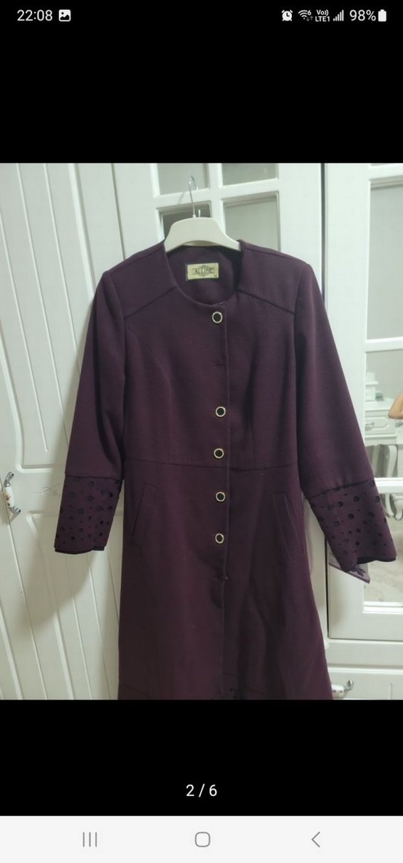 Bordo Uzun kaşe  Kadın Kaban - Görsel 5