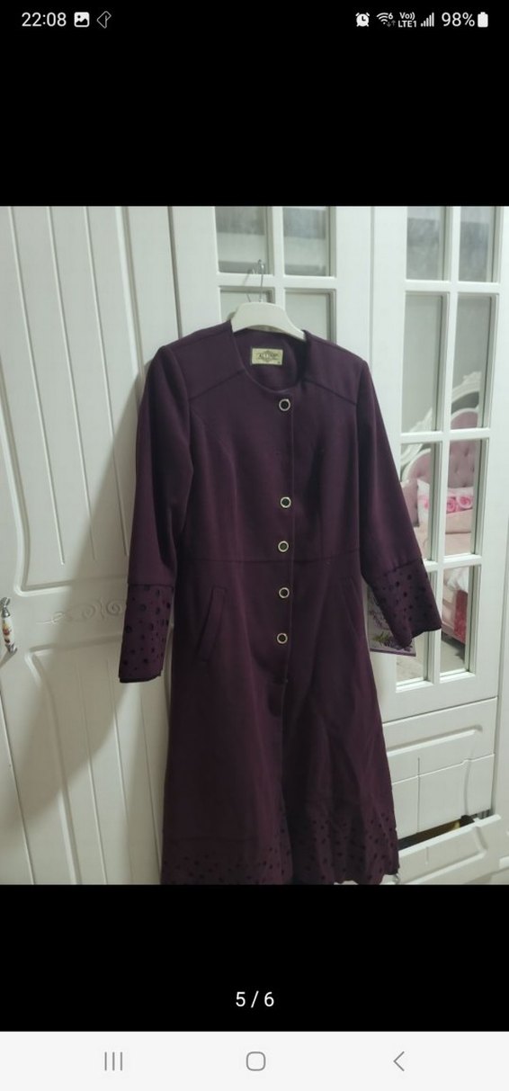 Bordo Uzun kaşe  Kadın Kaban - Görsel 2