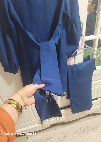 Mavi Kemerli Kadın Mini Tunik - Görsel 5