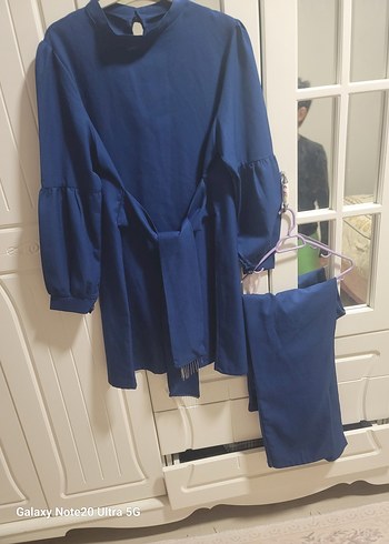 Mavi Kemerli Kadın Mini Tunik - Görsel 2