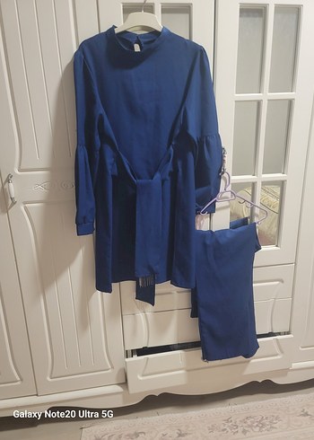 Mavi Kemerli Kadın Mini Tunik - Görsel 4