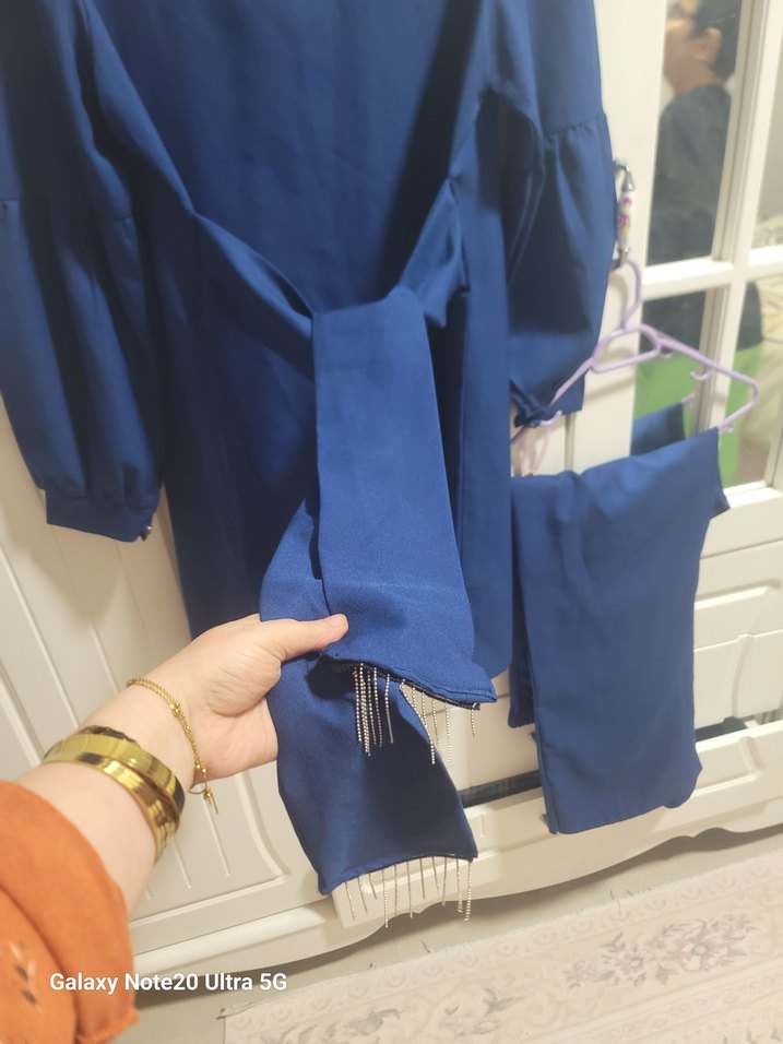 Mavi Kemerli Kadın Mini Tunik - Görsel 5