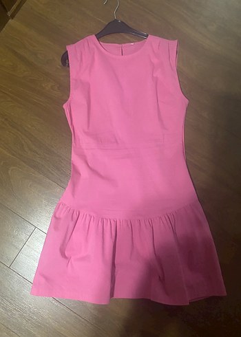 Pembe Kolsuz Midi Elbise
