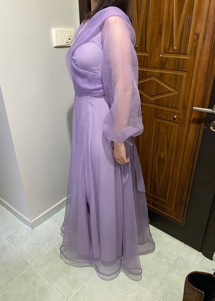 Lila rengi abiye elbise - Görsel 3