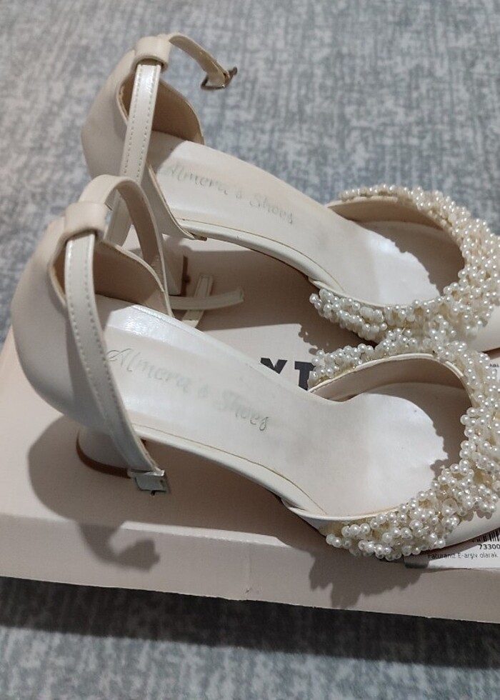İnci topuklu beyaz topuklu - Görsel 2