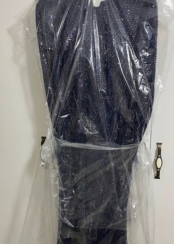 Lacivert tesettür Uzun Kadın abiye - Görsel 2