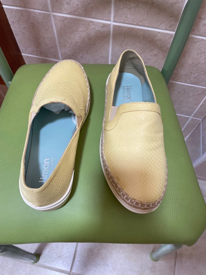 Sarı deri hasır detaylı espadril. - Görsel 5