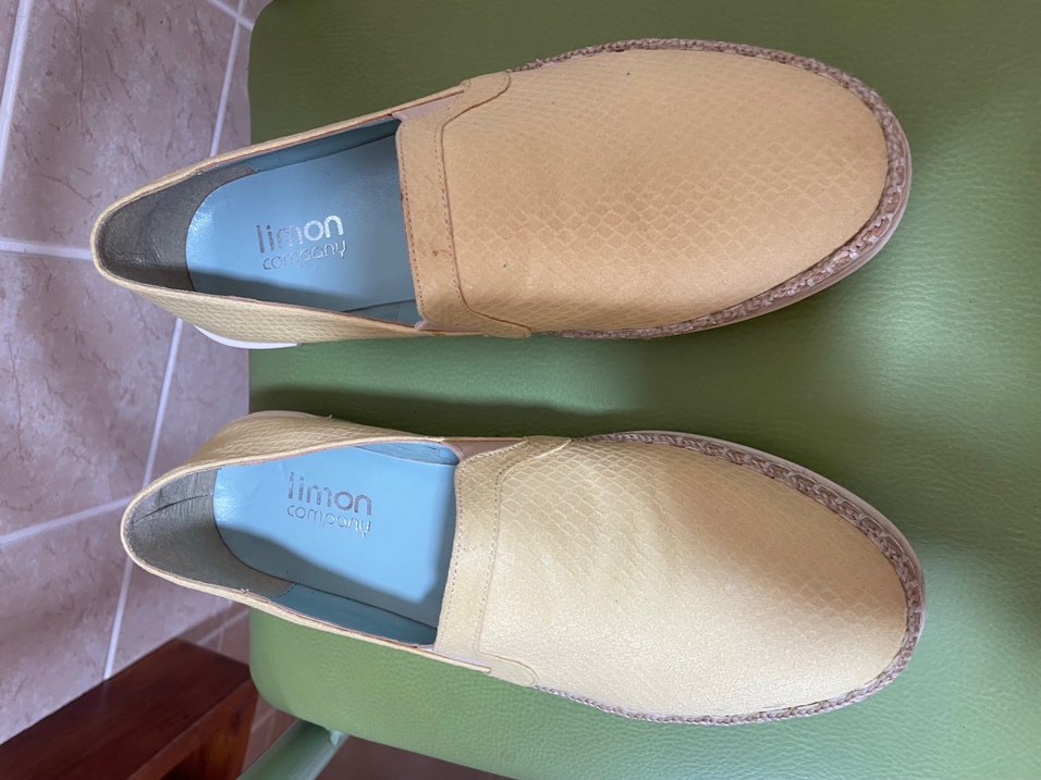 Sarı deri hasır detaylı espadril. - Görsel 2