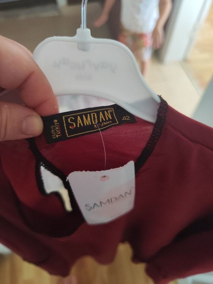 Bordo Uzun Kollu Salaş Keten Tunik - Görsel 4