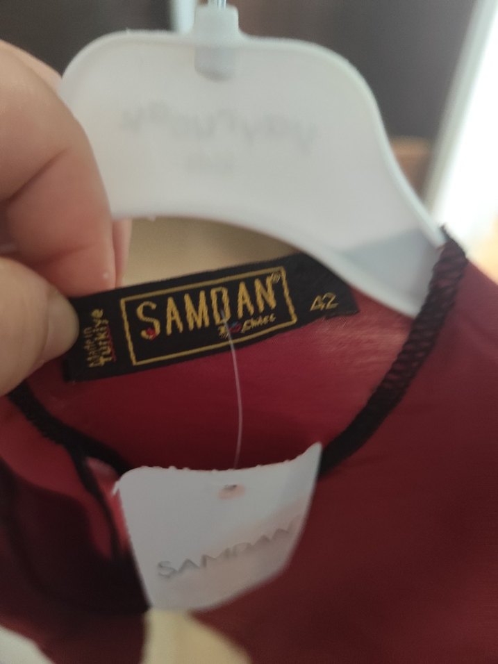 Bordo Uzun Kollu Salaş Keten Tunik - Görsel 3