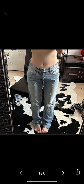 Zara Mid Waist Orta Bel Distressed Jean