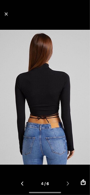 s Beden siyah Renk Bershka İp Bağlamalı İpli Body Bluz